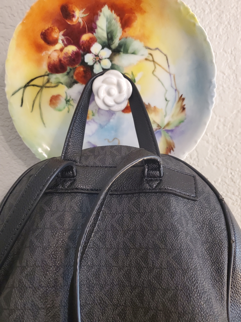 Michael Kors Charcoal MK Monogram Backpack with Gold Hardware - Picture 14 of 16